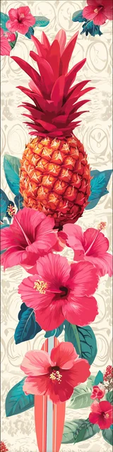 Free pineapple bookmark featuring hibiscus flowers and a pineapple